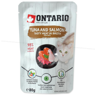 Kapsička ONTARIO Cat Tuna and Salmon in Broth (80g)