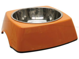 Miska DOG FANTASY nerezová čtvercová oranžová 22,5 cm (700ml)