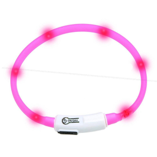 Karlie Visiolight svíticí LED obojek pro psy 70cm růžový