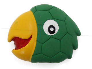 Latexová hračka s pískadlem-Papoušek,hlava 8x7x3cm
