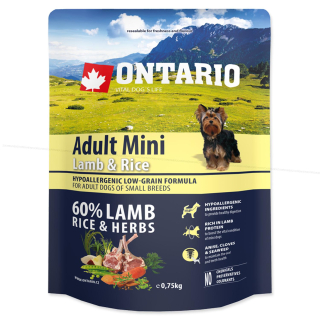 ONTARIO Dog Adult Mini Lamb & Rice (0,75kg)